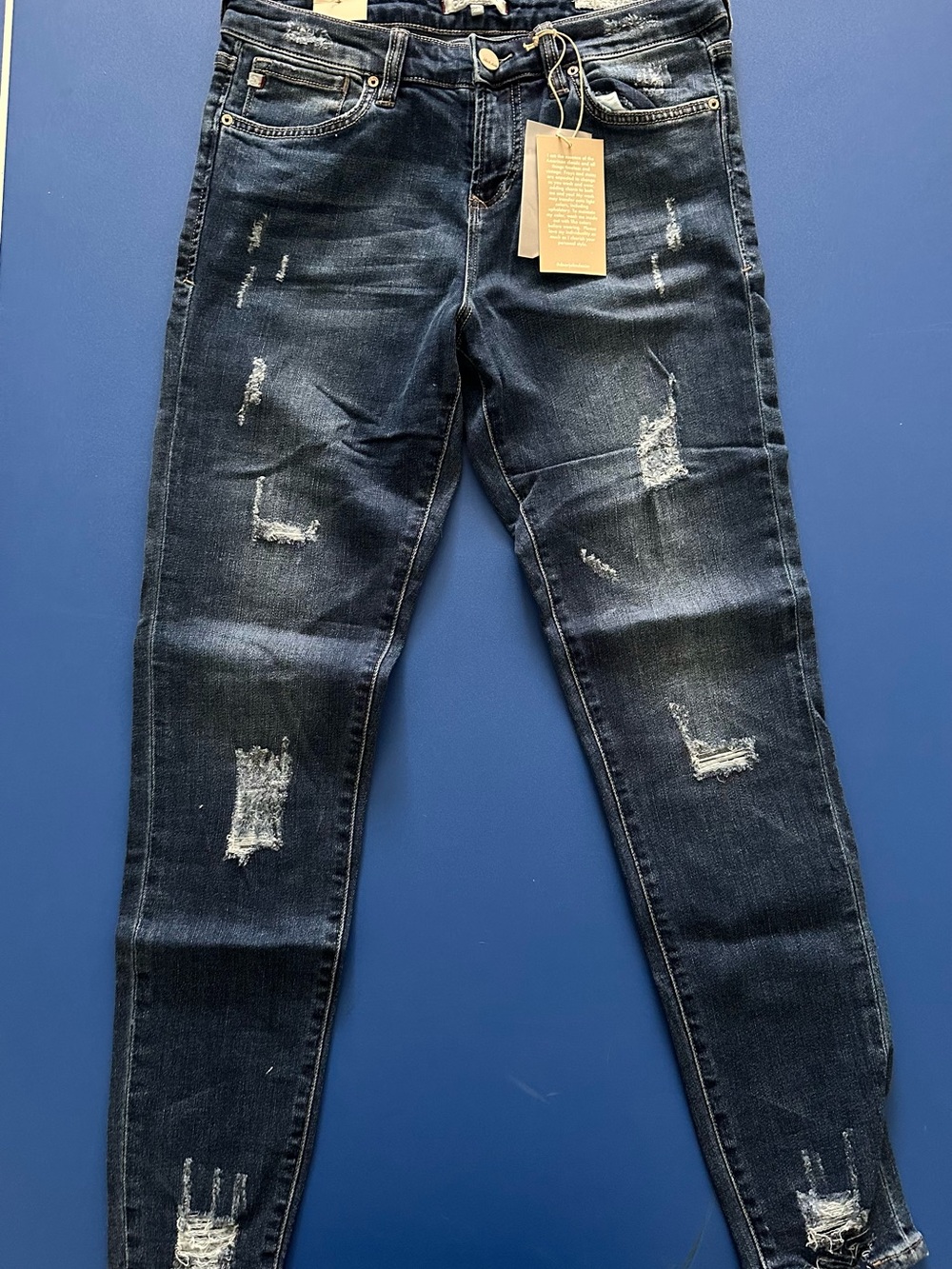 Dear John Women's Skinny Distressed Dark Indigo Jeans